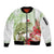 Pastel Green Hawaii Chameleon Christmas Sleeve Zip Bomber Jacket Mele Kalikimaka Kakau - Watercolor