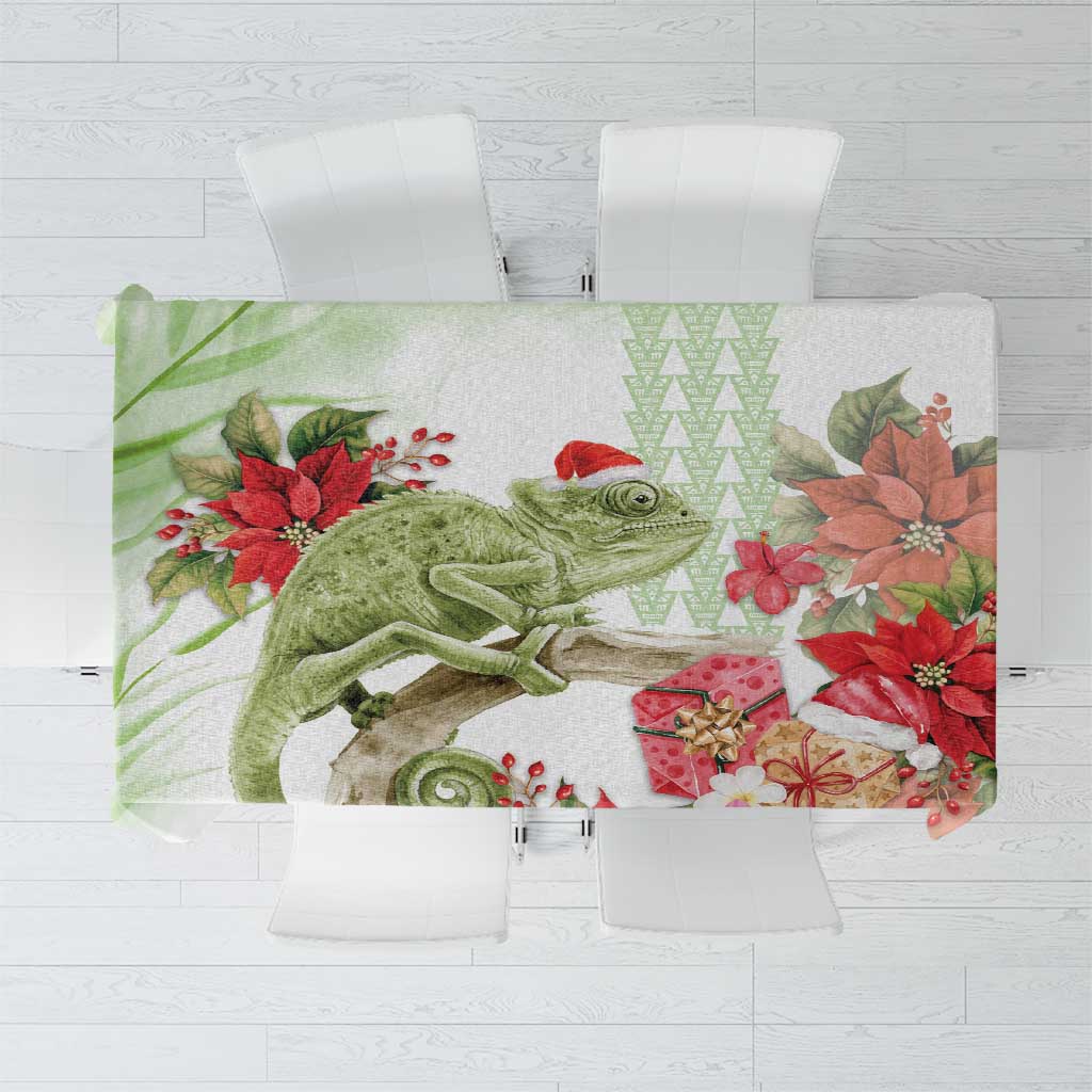Pastel Green Hawaii Chameleon Christmas Tablecloth Mele Kalikimaka Kakau - Watercolor LT14 Green - Polynesian Pride