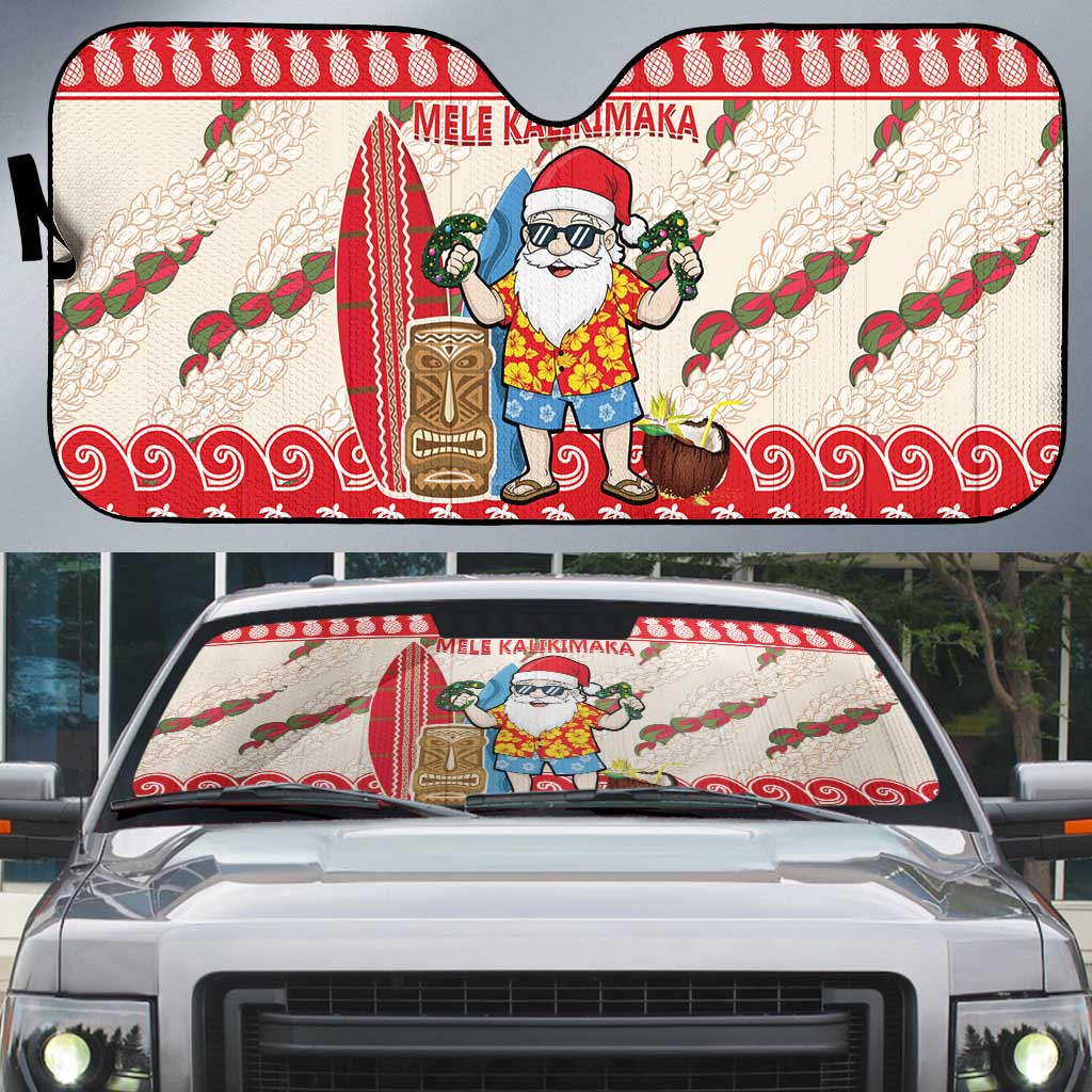 Hawaii Christmas Six Seven Auto Sun Shade Mele Kalikimaka Funny Santa 67 Gen Alpha Slang LT14 Red - Polynesian Pride
