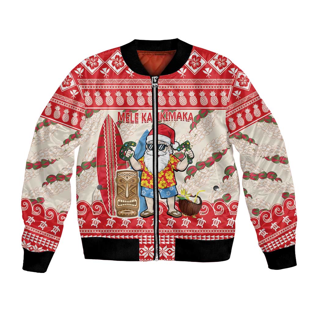 Hawaii Christmas Six Seven Bomber Jacket Mele Kalikimaka Funny Santa 67 Gen Alpha Slang LT14 Unisex Red - Polynesian Pride