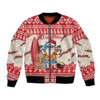 Hawaii Christmas Six Seven Bomber Jacket Mele Kalikimaka Funny Santa 67 Gen Alpha Slang LT14 Unisex Red - Polynesian Pride
