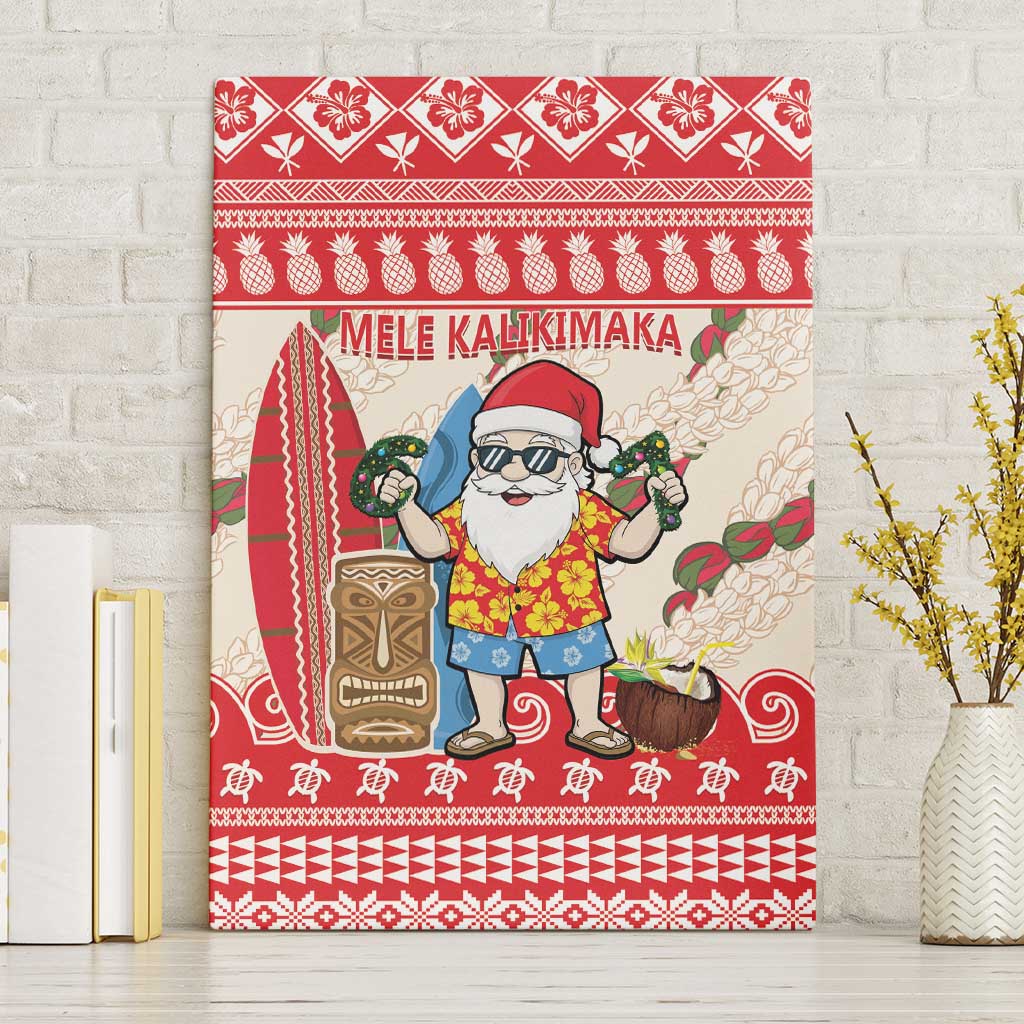 Hawaii Christmas Six Seven Canvas Wall Art Mele Kalikimaka Funny Santa 67 Gen Alpha Slang LT14 Without Frame Red - Polynesian Pride