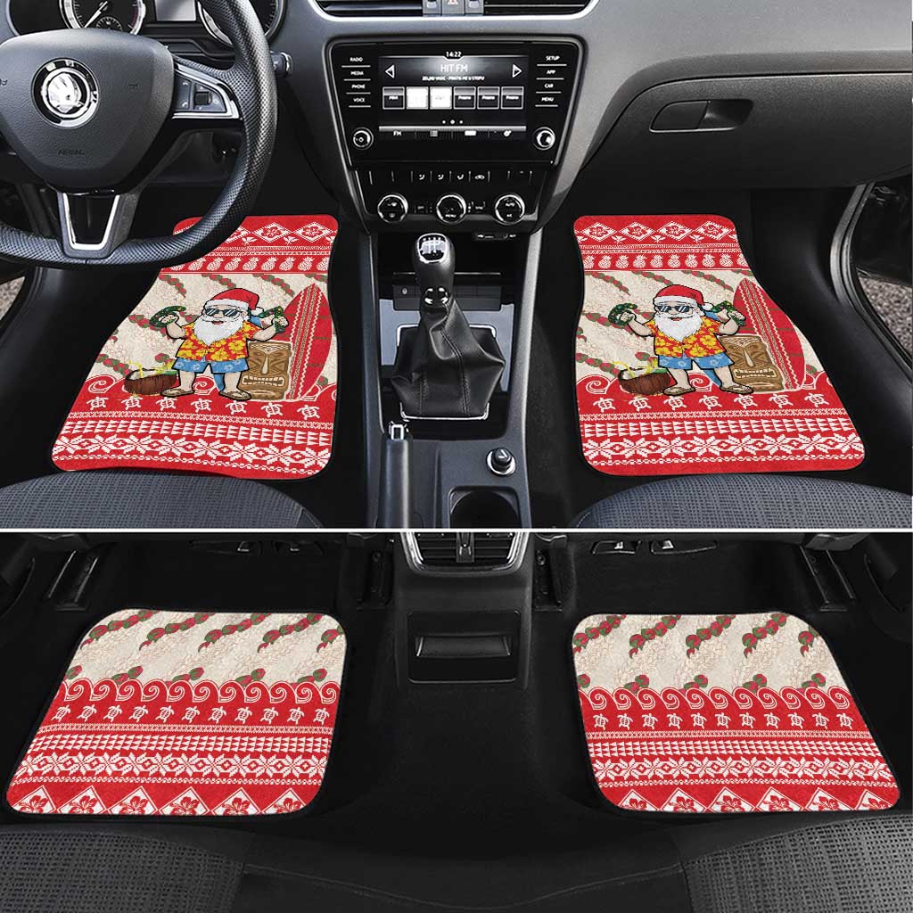 Hawaii Christmas Six Seven Car Mats Mele Kalikimaka Funny Santa 67 Gen Alpha Slang LT14 Set 4pcs Red - Polynesian Pride