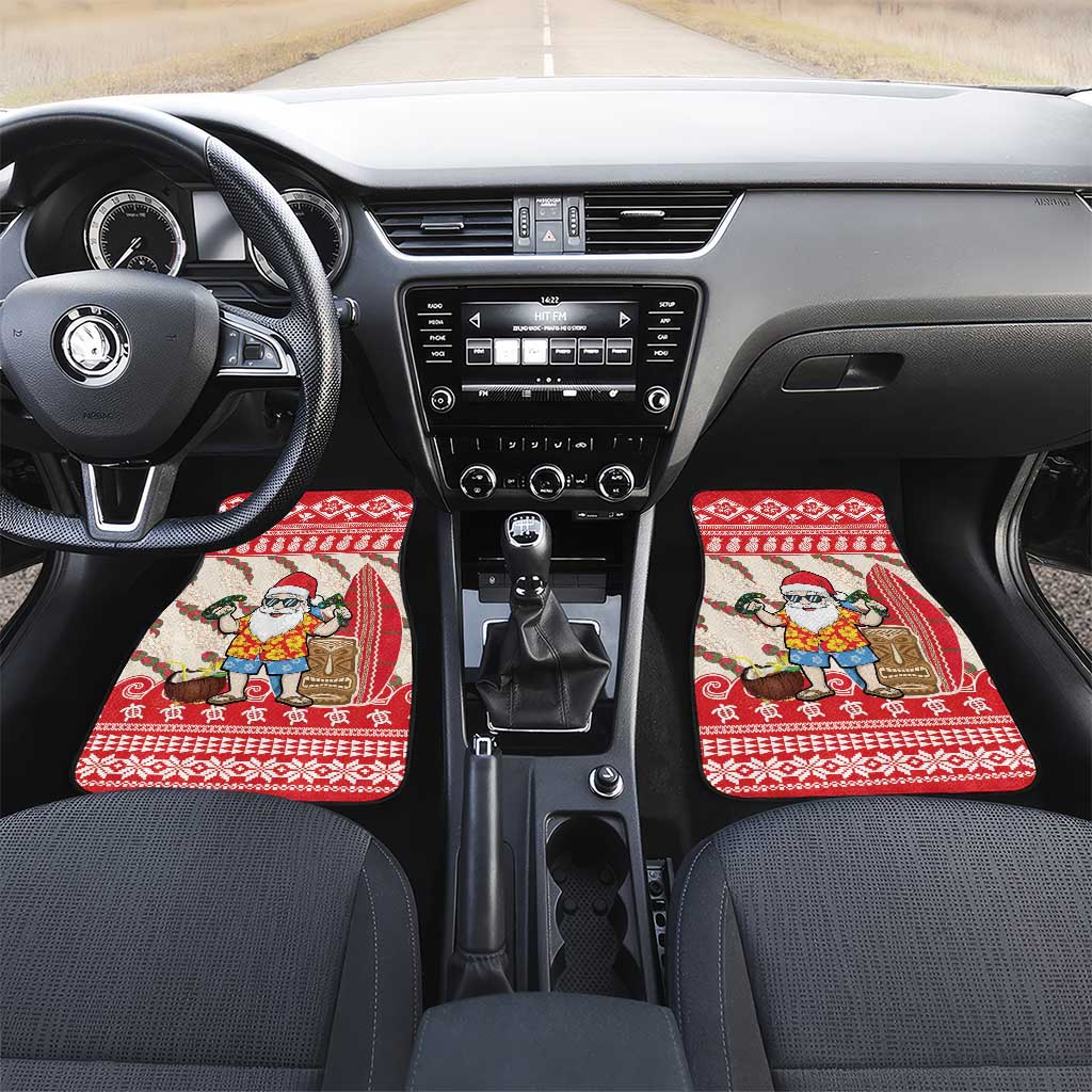 Hawaii Christmas Six Seven Car Mats Mele Kalikimaka Funny Santa 67 Gen Alpha Slang LT14 Set 2pcs - Front Red - Polynesian Pride