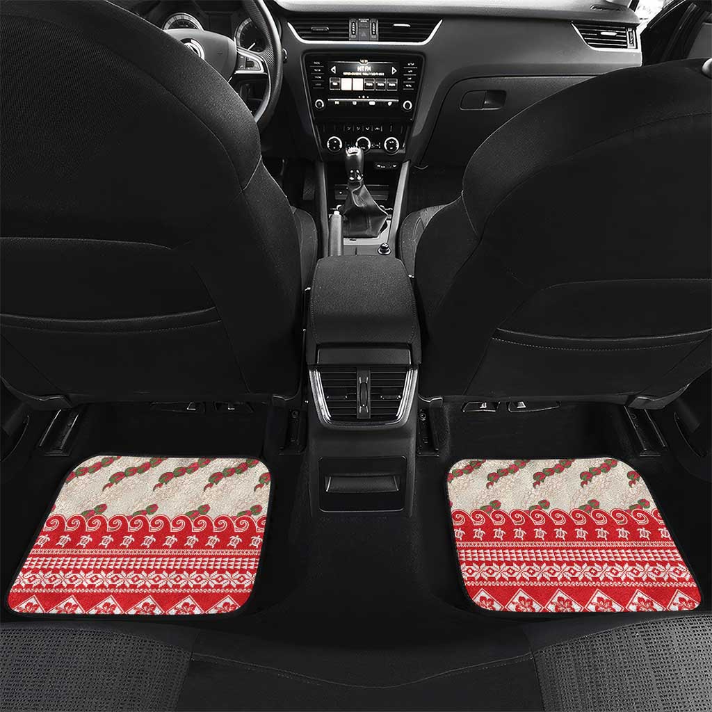Hawaii Christmas Six Seven Car Mats Mele Kalikimaka Funny Santa 67 Gen Alpha Slang LT14 Set 2pcs - Back Red - Polynesian Pride