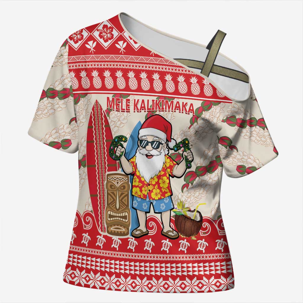 Hawaii Christmas Six Seven Cross Shoulder Shirt Mele Kalikimaka Funny Santa 67 Gen Alpha Slang LT14 Female Red - Polynesian Pride