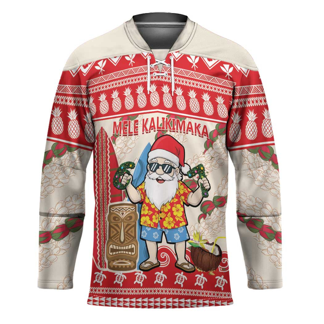 Hawaii Christmas Six Seven Hockey Jersey Mele Kalikimaka Funny Santa 67 Gen Alpha Slang LT14 Unisex Red - Polynesian Pride