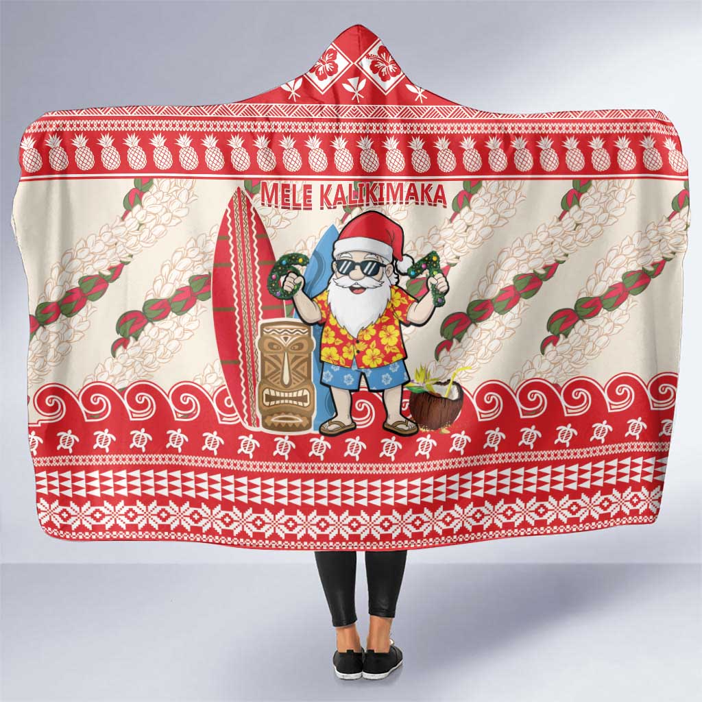 Hawaii Christmas Six Seven Hooded Blanket Mele Kalikimaka Funny Santa 67 Gen Alpha Slang LT14 One Size Red - Polynesian Pride