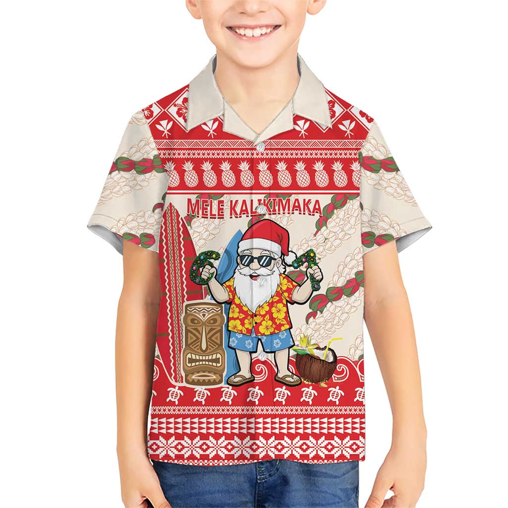 Hawaii Christmas Six Seven Kid Hawaiian Shirt Mele Kalikimaka Funny Santa 67 Gen Alpha Slang LT14 Kid Red - Polynesian Pride