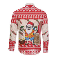 Hawaii Christmas Six Seven Long Sleeve Button Shirt Mele Kalikimaka Funny Santa 67 Gen Alpha Slang LT14 - Polynesian Pride