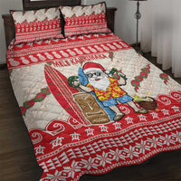 Hawaii Christmas Six Seven Quilt Bed Set Mele Kalikimaka Funny Santa 67 Gen Alpha Slang LT14 Red - Polynesian Pride