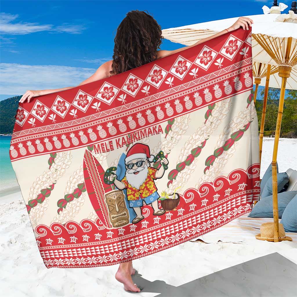 Hawaii Christmas Six Seven Sarong Mele Kalikimaka Funny Santa 67 Gen Alpha Slang LT14 One Size 44 x 66 inches Red - Polynesian Pride