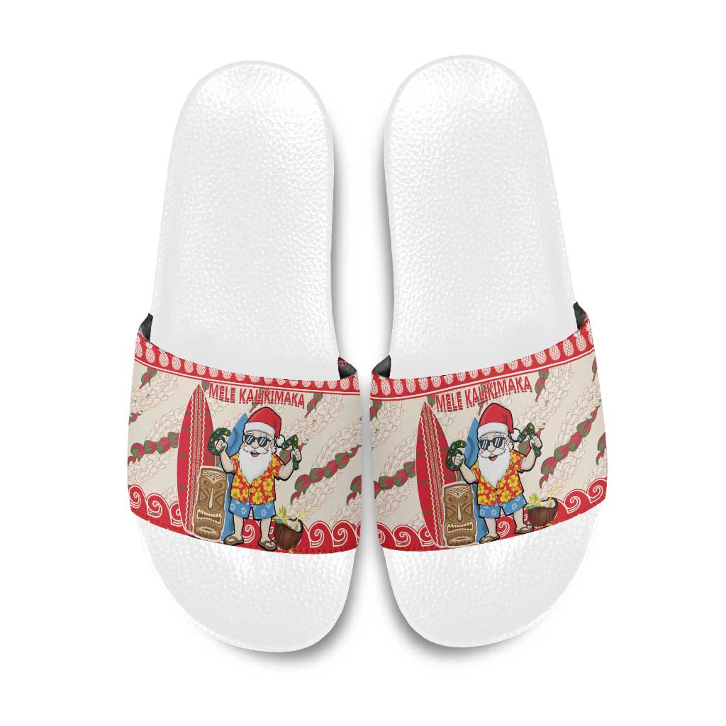 Hawaii Christmas Six Seven Slide Sandals Mele Kalikimaka Funny Santa 67 Gen Alpha Slang LT14 Red - Polynesian Pride