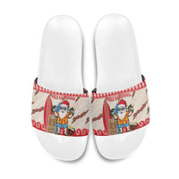 Hawaii Christmas Six Seven Slide Sandals Mele Kalikimaka Funny Santa 67 Gen Alpha Slang LT14 Red - Polynesian Pride