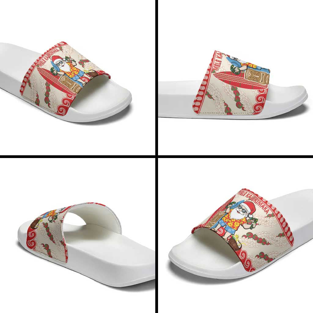 Hawaii Christmas Six Seven Slide Sandals Mele Kalikimaka Funny Santa 67 Gen Alpha Slang LT14 - Polynesian Pride