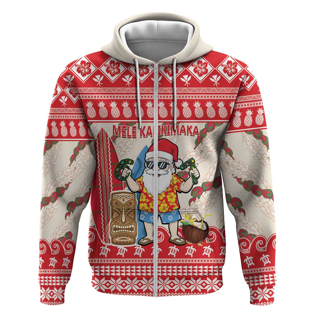 Hawaii Christmas Six Seven Zip Hoodie Mele Kalikimaka Funny Santa 67 Gen Alpha Slang LT14 Zip Hoodie Red - Polynesian Pride