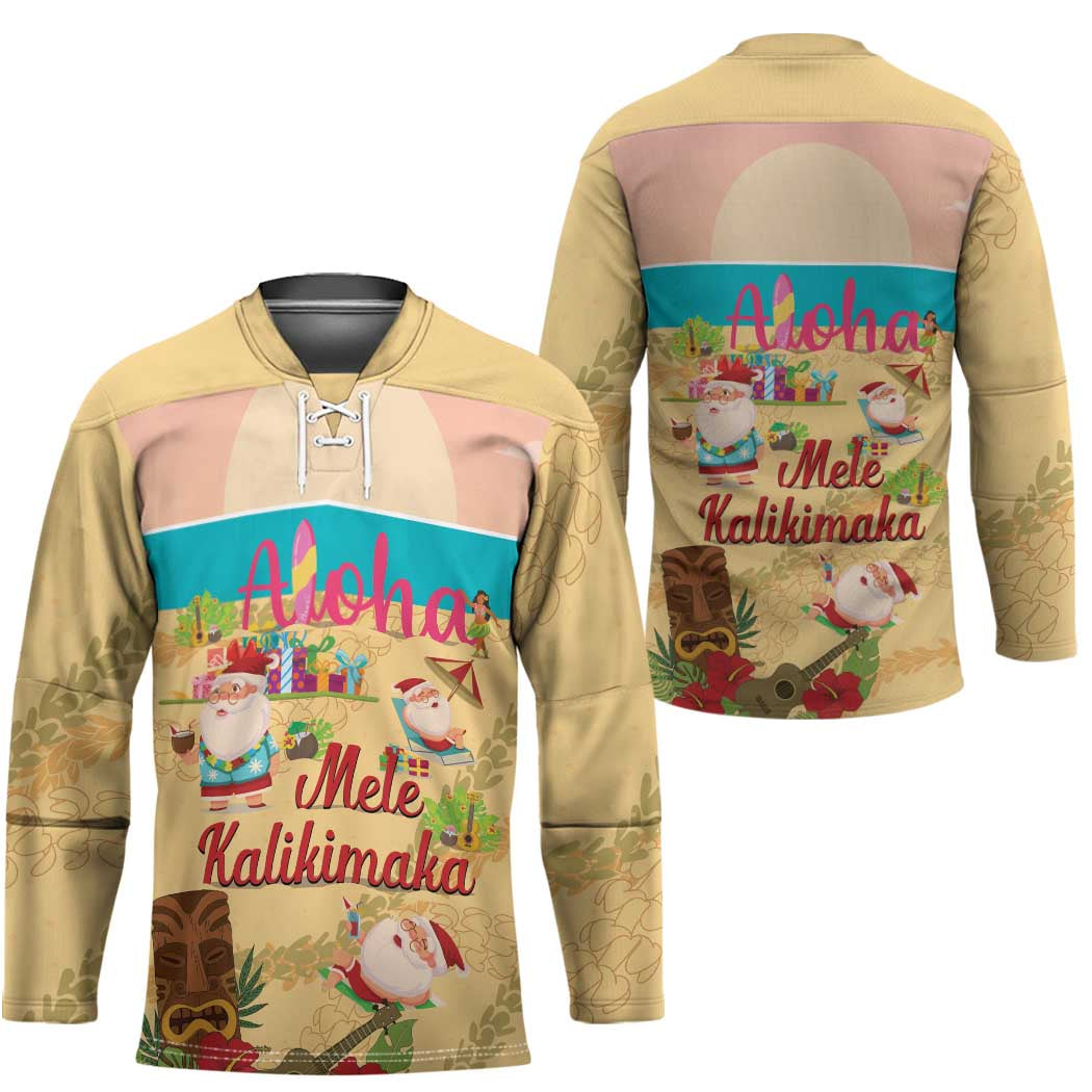 Aloha Hawaii Mele Kalikimaka Hockey Jersey Beachy Funny Santa Hawaiian Lei LT14 - Polynesian Pride