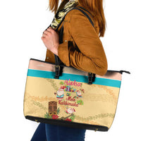 Aloha Hawaii Mele Kalikimaka Leather Tote Bag Beachy Funny Santa Hawaiian Lei LT14 Yellow - Polynesian Pride