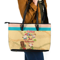 Aloha Hawaii Mele Kalikimaka Leather Tote Bag Beachy Funny Santa Hawaiian Lei LT14 - Polynesian Pride
