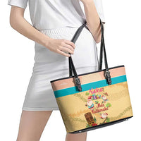 Aloha Hawaii Mele Kalikimaka Leather Tote Bag Beachy Funny Santa Hawaiian Lei LT14 - Polynesian Pride