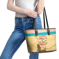 Aloha Hawaii Mele Kalikimaka Leather Tote Bag Beachy Funny Santa Hawaiian Lei LT14 - Polynesian Pride