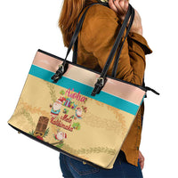 Aloha Hawaii Mele Kalikimaka Leather Tote Bag Beachy Funny Santa Hawaiian Lei LT14 - Polynesian Pride