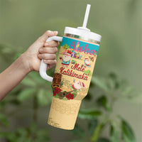 Aloha Hawaii Mele Kalikimaka Tumbler With Handle Beachy Funny Santa Hawaiian Lei LT14 - Polynesian Pride