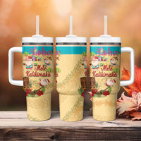 Aloha Hawaii Mele Kalikimaka Tumbler With Handle Beachy Funny Santa Hawaiian Lei LT14 - Polynesian Pride