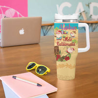 Aloha Hawaii Mele Kalikimaka Tumbler With Handle Beachy Funny Santa Hawaiian Lei LT14 - Polynesian Pride