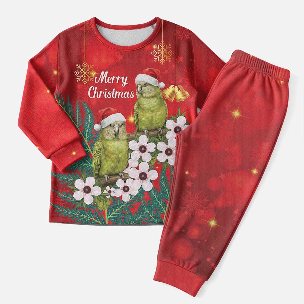 New Zealand Kakapo Christmas Pajama Set Owl Parrot Santa Sliver Fern Manuka - Red LT14 Men Red - Polynesian Pride