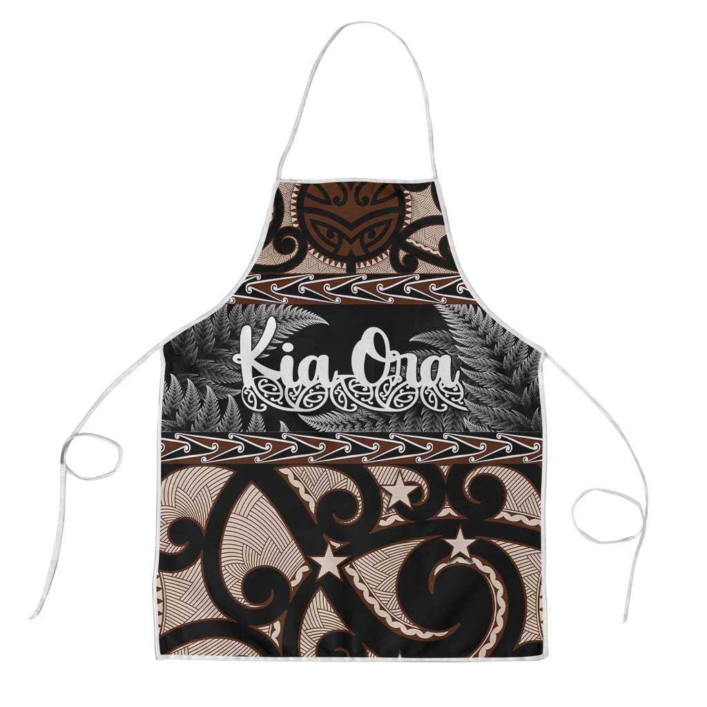 Kia Ora New Zealand Apron Aotearoa Proud Maori Silver Fern LT14 Black - Polynesian Pride