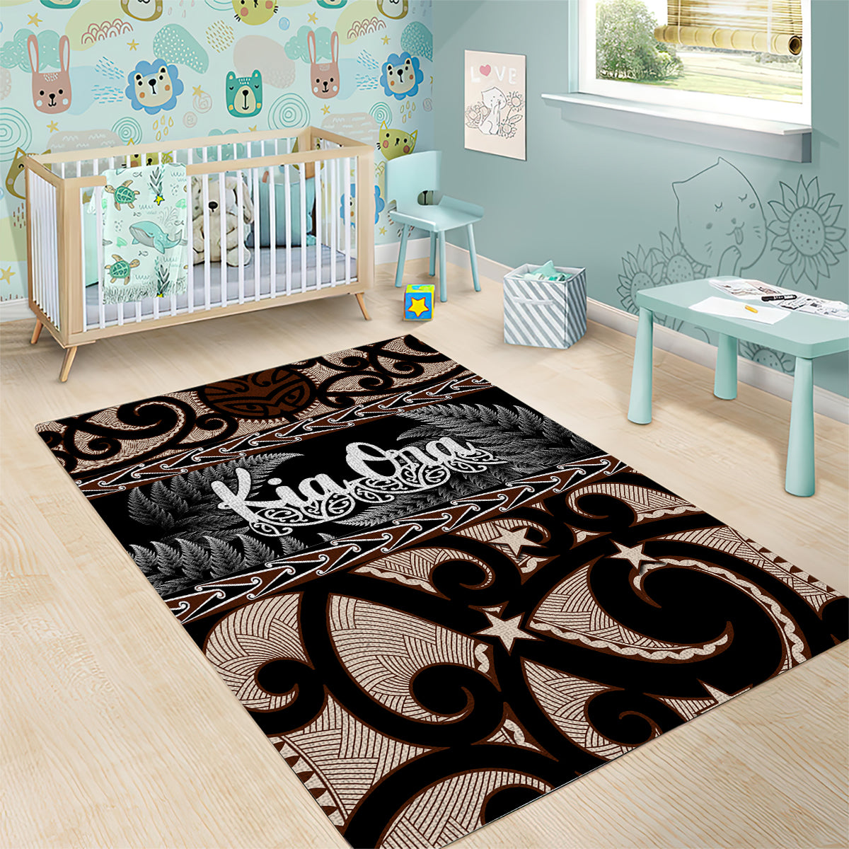 Kia Ora New Zealand Area Rug Aotearoa Proud Maori With Silver Fern LT14 - Polynesian Pride
