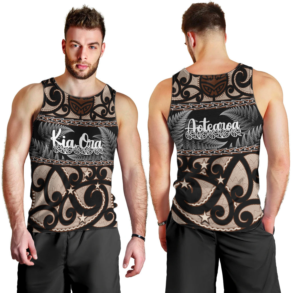 Kia Ora New Zealand Men Tank Top Aotearoa Proud Maori With Silver Fern LT14 - Polynesian Pride