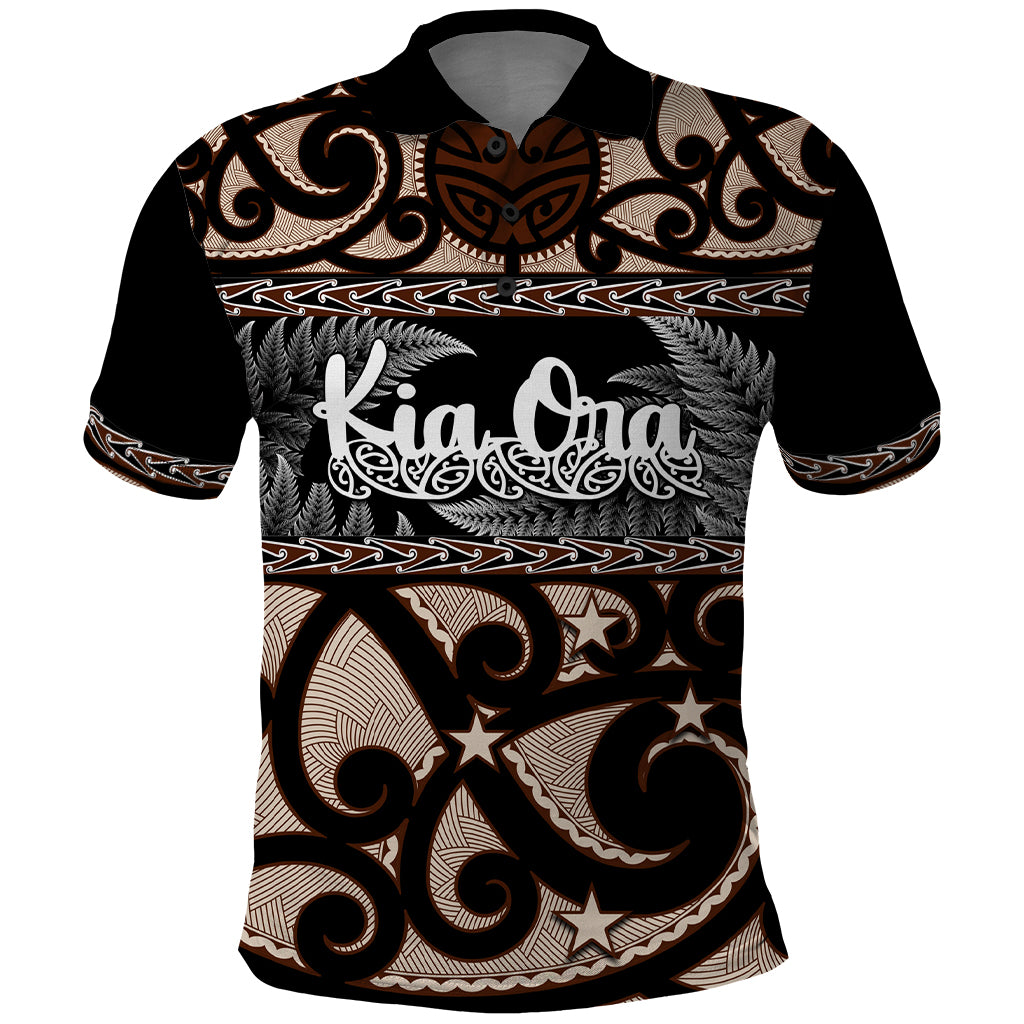 Kia Ora New Zealand Polo Shirt Aotearoa Proud Maori With Silver Fern LT14 Black - Polynesian Pride