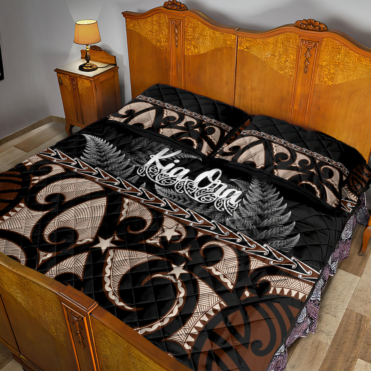 Kia Ora New Zealand Quilt Bed Set Aotearoa Proud Maori With Silver Fern LT14 - Polynesian Pride