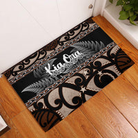 Kia Ora New Zealand Rubber Doormat - Aotearoa Proud Maori With Silver Fern LT14 Black - Polynesian Pride