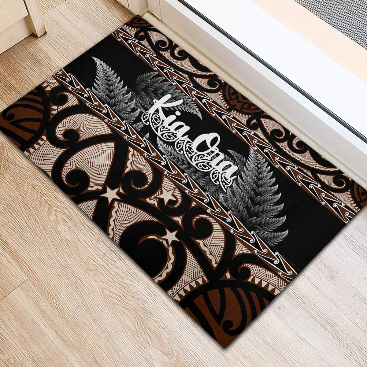 Kia Ora New Zealand Rubber Doormat - Aotearoa Proud Maori With Silver Fern LT14 - Polynesian Pride