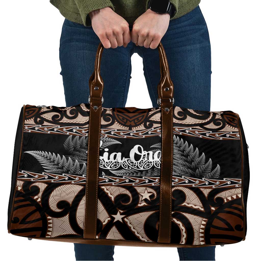 Kia Ora New Zealand Travel Bag Aotearoa Proud Maori Silver Fern LT14 Black - Polynesian Pride