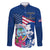 Guam Martin Luther King Jr Day Family Matching Long Sleeve Bodycon Dress and Hawaiian Shirt I Have A Dream Guahan Seal With Bougainvillea LT14 Dad's Shirt - Long Sleeve Blue - Polynesian Pride