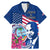 Guam Martin Luther King Jr Day Family Matching Mermaid Dress and Hawaiian Shirt I Have A Dream Guahan Seal With Bougainvillea LT14 Dad's Shirt - Short Sleeve Blue - Polynesian Pride