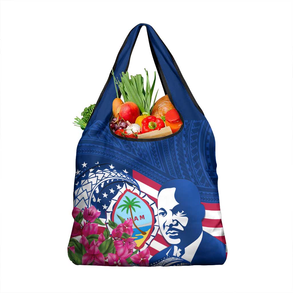 Guam Martin Luther King Jr Day Grocery Bag I Have A Dream Guahan Seal With Bougainvillea LT14 1-pack One Size Blue - Polynesian Pride