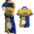 Nauru Independence Day Couples Matching Off Shoulder Maxi Dress and Hawaiian Shirt Repubrikin Naoero Polynesian Pattern LT14 Blue - Polynesian Pride