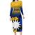 Nauru Independence Day Family Matching Long Sleeve Bodycon Dress and Hawaiian Shirt Repubrikin Naoero Polynesian Pattern LT14 Mom's Dress Blue - Polynesian Pride