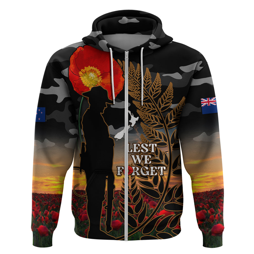 New Zealand ANZAC Day Hoodie Lest We Forget Silver Fern With Camouflage LT14 - Polynesian Pride
