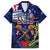 Australia And New Zealand ANZAC Day Family Matching Off Shoulder Long Sleeve Dress and Hawaiian Shirt Lest We Forget Silver Fern With Golden Wattle LT14 Dad's Shirt - Short Sleeve Blue - Polynesian Pride