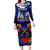 Australia And New Zealand ANZAC Day Long Sleeve Bodycon Dress Lest We Forget Silver Fern With Golden Wattle LT14 Long Dress Blue - Polynesian Pride