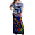 Australia And New Zealand ANZAC Day Off Shoulder Maxi Dress Lest We Forget Silver Fern With Golden Wattle LT14 Women Blue - Polynesian Pride