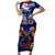 Australia And New Zealand ANZAC Day Short Sleeve Bodycon Dress Lest We Forget Silver Fern With Golden Wattle LT14 Long Dress Blue - Polynesian Pride