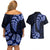 Blue New Zealand Paisley Silver Fern Couples Matching Off Shoulder Short Dress and Hawaiian Shirt Aotearoa Maori LT14 - Polynesian Pride