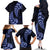 Blue New Zealand Paisley Silver Fern Family Matching Off Shoulder Long Sleeve Dress and Hawaiian Shirt Aotearoa Maori LT14 - Polynesian Pride